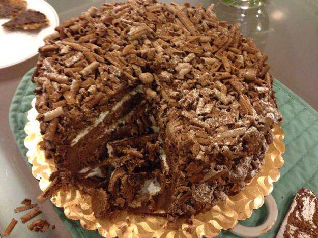 Flourless chocolate cake with meringue and shaved chocolate (copyright 2014 JoshWillTravel)