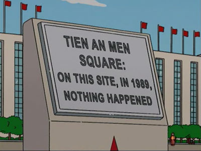 Tiananmen Square censorship mocked by "The Simpsons" 