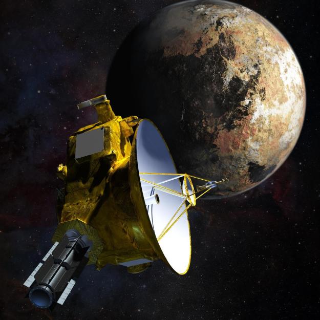 CGI rendering of New Horizons Pluto fly-by